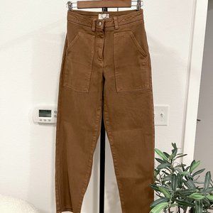 Aritzia Wilfred Modern Utility Pants Dark Camel Brown | 0